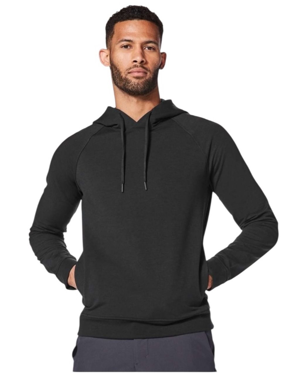 Lululemon City Sweat Pullover Hoodie Men Large Black French Terry Raglan Sleeve